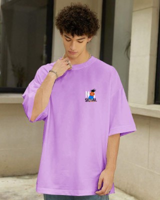 Hikaru Graphic Print Men Round Neck Purple T-Shirt