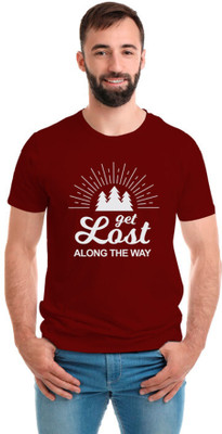 SmarTee Street Printed Men Round Neck Maroon T-Shirt