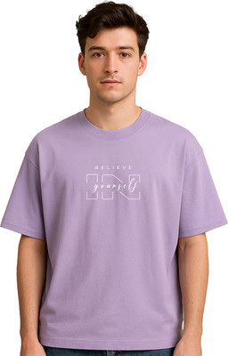 Buddy Collection Printed, Graphic Print Men Round Neck Purple T-Shirt