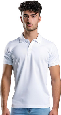JEDFER Solid Men Polo Neck Black T-Shirt