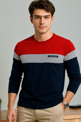 Autna Colorblock Men Round Neck Red T-Shirt