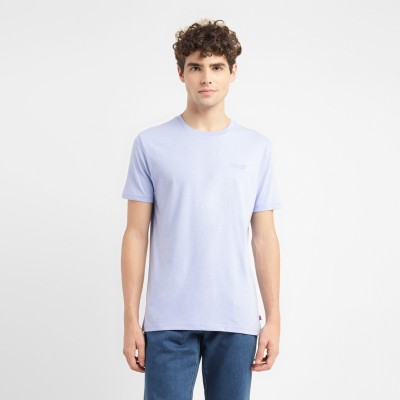 LEVI'S Solid Men Crew Neck Blue T-Shirt