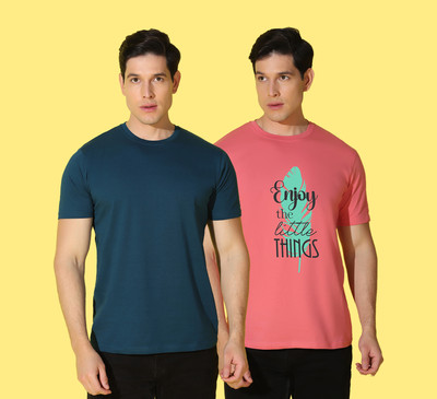 WOOSTRO Typography, Solid Men Round Neck Multicolor T-Shirt