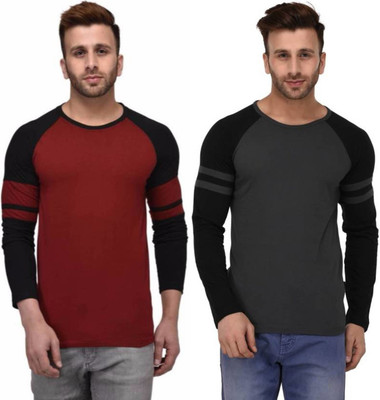 Zoby Solid Men Round Neck Multicolor T-Shirt