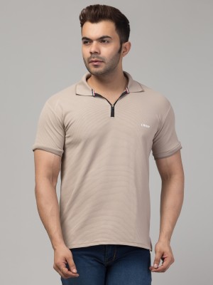 CRIMP Solid Men Polo Neck Brown T-Shirt