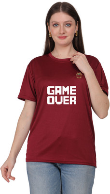 SOLBLOOMS Graphic Print Women Round Neck Maroon T-Shirt