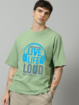 HAMBERG Printed Men Round Neck Light Green T-Shirt