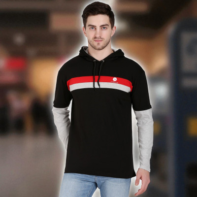 Faricon Trend Striped Men Hooded Neck Multicolor T-Shirt