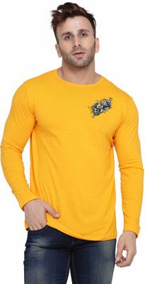 tfurnish Typography Men Round Neck Yellow T-Shirt