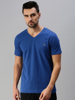 ONN Solid Men V Neck Blue T-Shirt