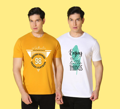 WOOSTRO Printed Men Round Neck Multicolor T-Shirt