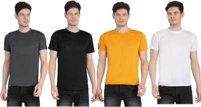 Ben Toi Solid Men Round Neck Multicolor T-Shirt