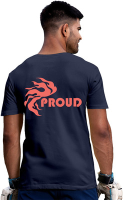 Fighterhero Solid Men Round Neck Navy Blue T-Shirt