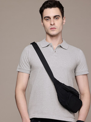Moda Rapido Solid Men Polo Neck Grey T-Shirt
