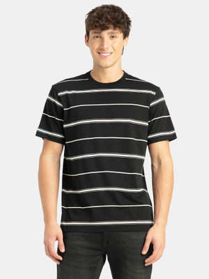 JOCKEY Striped Men Round Neck Black T-Shirt