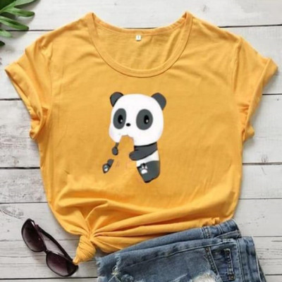 SAHAL FASHION Graphic Print Women Round Neck Yellow T-Shirt
