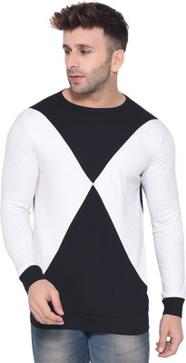 Trendfull Colorblock Men Round Neck White, Black T-Shirt