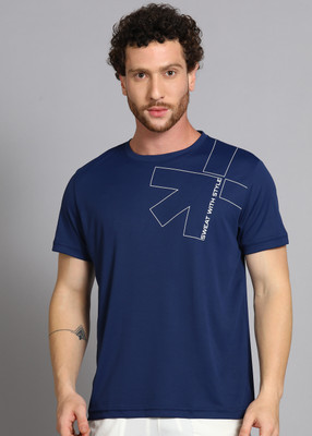 HRX by Hrithik Roshan Graphic Print Men Round Neck Dark Blue T-Shirt