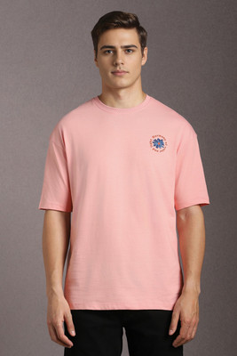 LOUIS PHILIPPE Graphic Print Men Crew Neck Pink T-Shirt