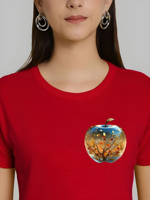 SZN Graphic Print Women Round Neck Red T-Shirt