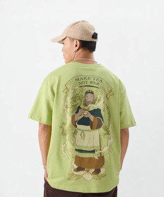 The Souled Store Printed Men Round Neck Green T-Shirt