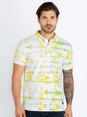 Status Quo Printed Men Polo Neck Yellow T-Shirt
