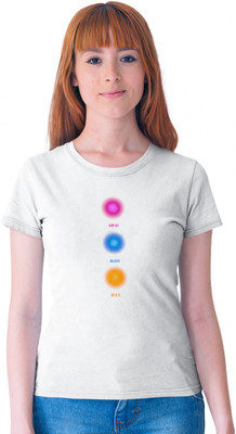 Special Trend Hub Graphic Print Women Round Neck Reversible White T-Shirt