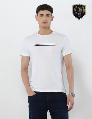 U.S. POLO ASSN. Printed Men Crew Neck White T-Shirt