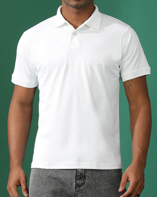 EPPE Solid Men Polo Neck White T-Shirt