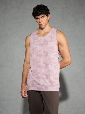 TECHNOSPORT Self Design Men Round Neck Purple T-Shirt