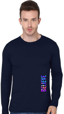 ENZIKO Graphic Print Men Round Neck Navy Blue T-Shirt