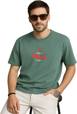 Gabroos Printed, Graphic Print Men Round Neck Dark Green T-Shirt
