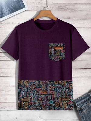 AKSHILU ENTERPRISE Printed Men Round Neck Multicolor T-Shirt