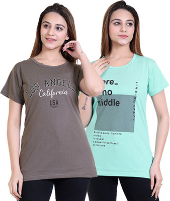 RG BY SS CLOTHING Typography Women Round Neck Multicolor T-Shirt