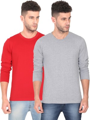 TURTEE Solid Men Round Neck Red, Grey T-Shirt