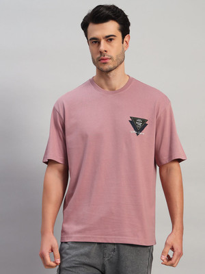 CANTABIL Printed Men Round Neck Pink T-Shirt