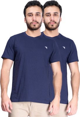 Unibro Solid Men Crew Neck Navy Blue T-Shirt