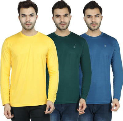 INDIZO Solid Men Round Neck Multicolor T-Shirt