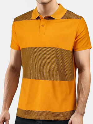 Hushbucks Printed Men Polo Neck Yellow T-Shirt