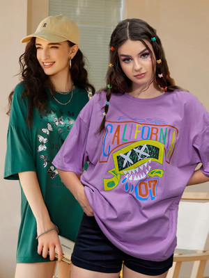 SYDNEY HILLS Printed Women Round Neck Multicolor T-Shirt