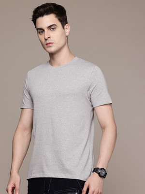 Moda Rapido Solid Men Round Neck Grey T-Shirt