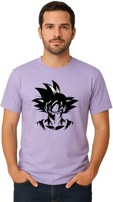 Shvet Printed Men Round Neck Purple T-Shirt