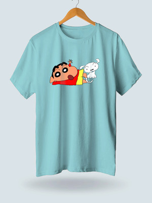 JP Creation Printed Men Round Neck Light Blue T-Shirt