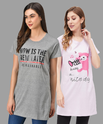 Christy World Printed Women Round Neck Multicolor T-Shirt