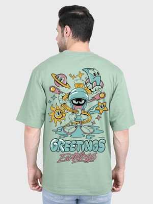 Clickwell Trend Printed, Typography Men Round Neck Light Green T-Shirt