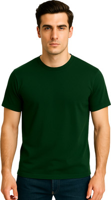 Be Collardo Solid Men Round Neck Dark Green T-Shirt