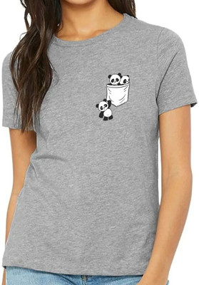 Smart Colors Printed Women Round Neck Grey T-Shirt