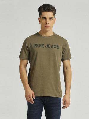 Pepe Jeans Graphic Print Men Crew Neck Green T-Shirt