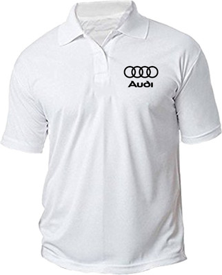 PrintHolic Solid Men Polo Neck White T-Shirt