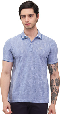 PARX Self Design Men Polo Neck Blue T-Shirt